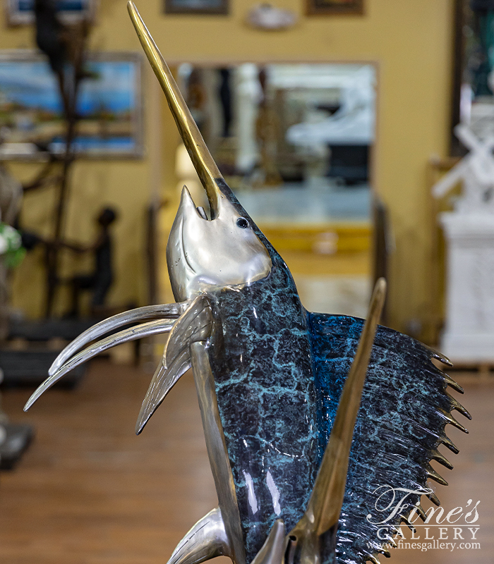 Bronze Fountains  - 96 Inch Three Sailfish Fountain - BF-614